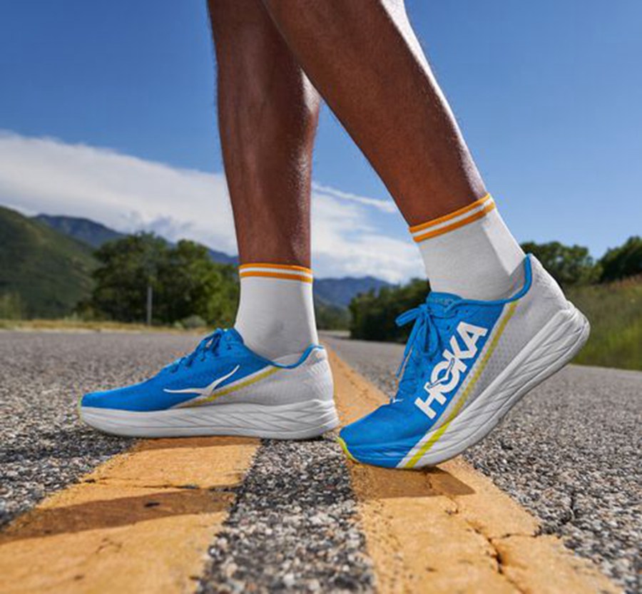 Hoka One One Rocket X Löparskor Dam - Vita/Blå - CYLHG-9158